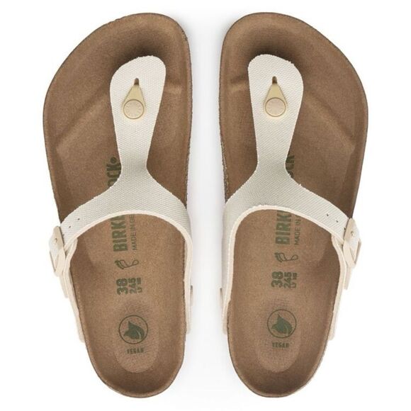 NWT Birkenstock Gizeh Vegan Big Buckle Rivet Logo Sandals in Eggshell Size 40 - Picture 2 of 11
